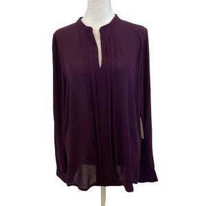 41Hawthorn Silky Blouse Breyson Pleated Long Sleeve Blouse Size Medium